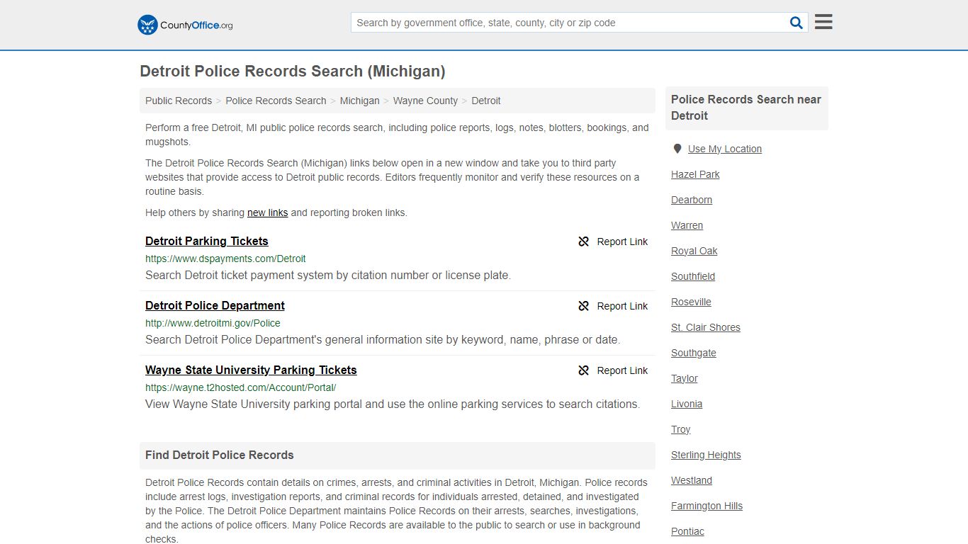 Police Records Search - Detroit, MI (Accidents & Arrest Records)